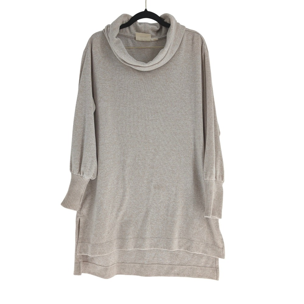 Maeve Anthropologie Tunic Sweater Women S Beige Excellent Cowl Neck Ribbed Cuffs
